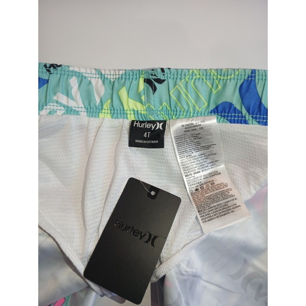 Hurley Boys Swim Trunks 4T Multicolor Logo Board Shorts New With Tags - Picture 5 of 6